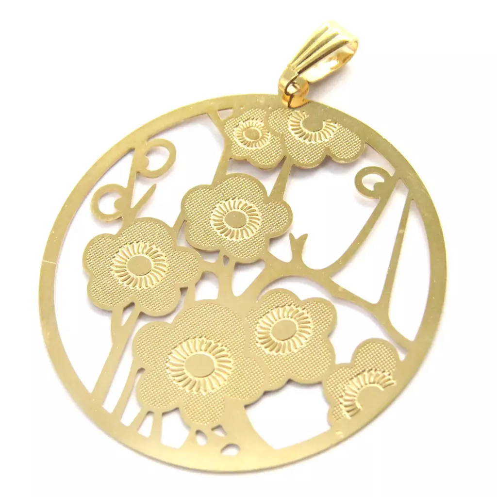 les trésors de lily Pendentif Plaqué Or 'Jardin Japonais' Doré 36 mm [M8733]