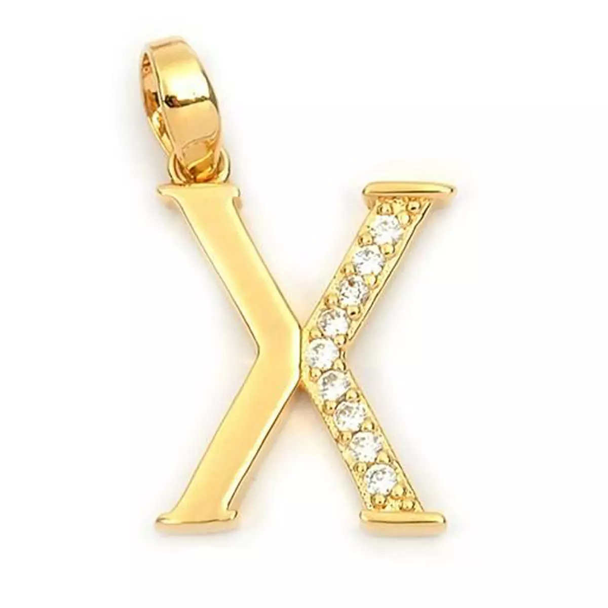 les trésors de lily Pendentif Plaqué Or 'Lettre X' blanc doré 21x10 mm [M8742]