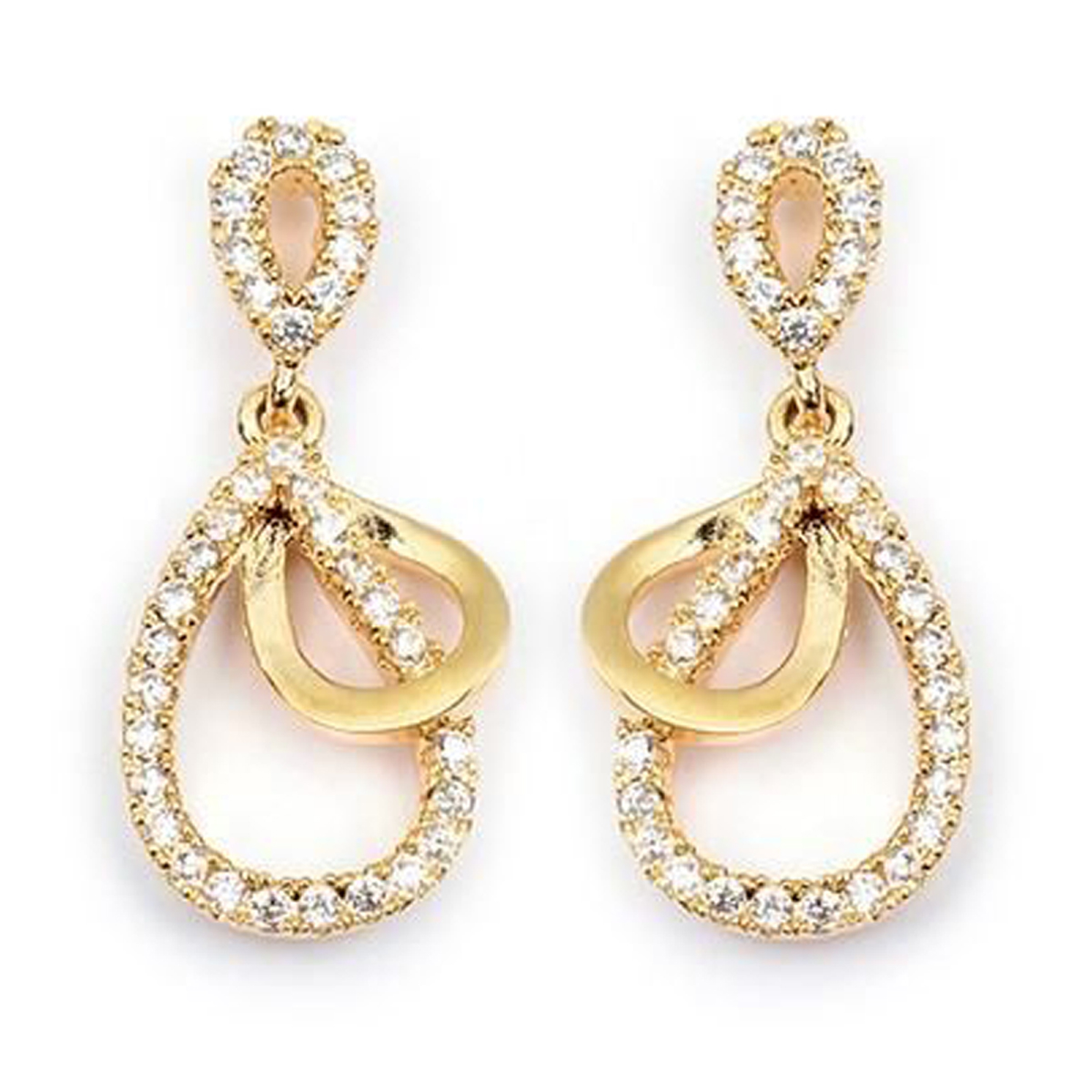 Boucles Plaqué Or \'Sissi\' blanc doré - 20x9 mm - [M8750]