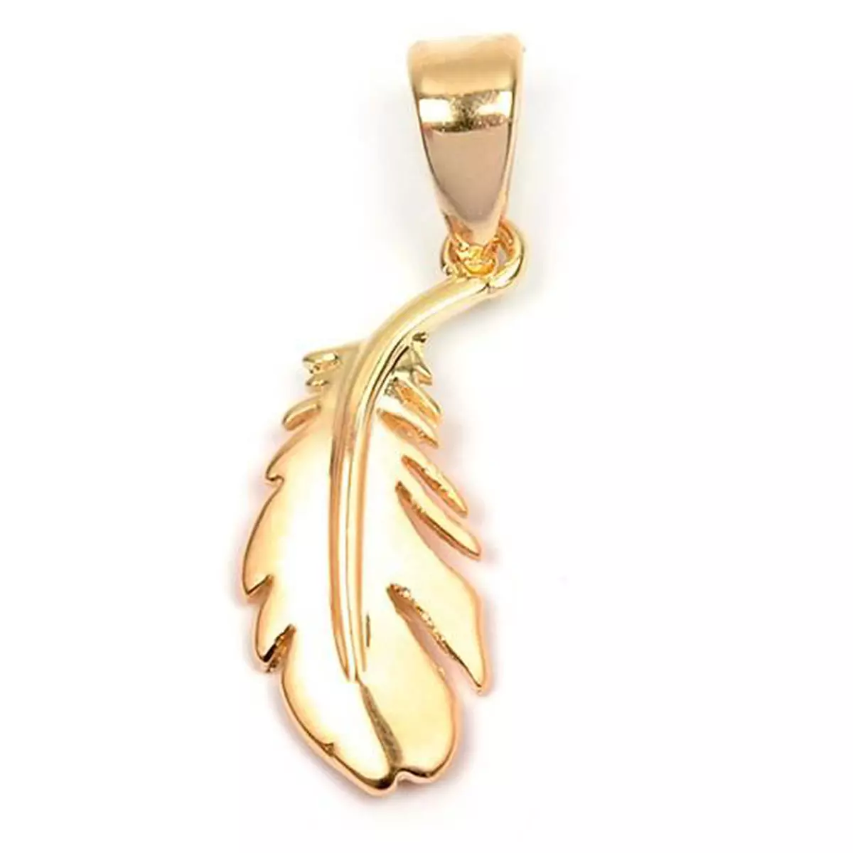 les trésors de lily Pendentif plaqué or 'Plume' doré 18x8 mm [M8757]