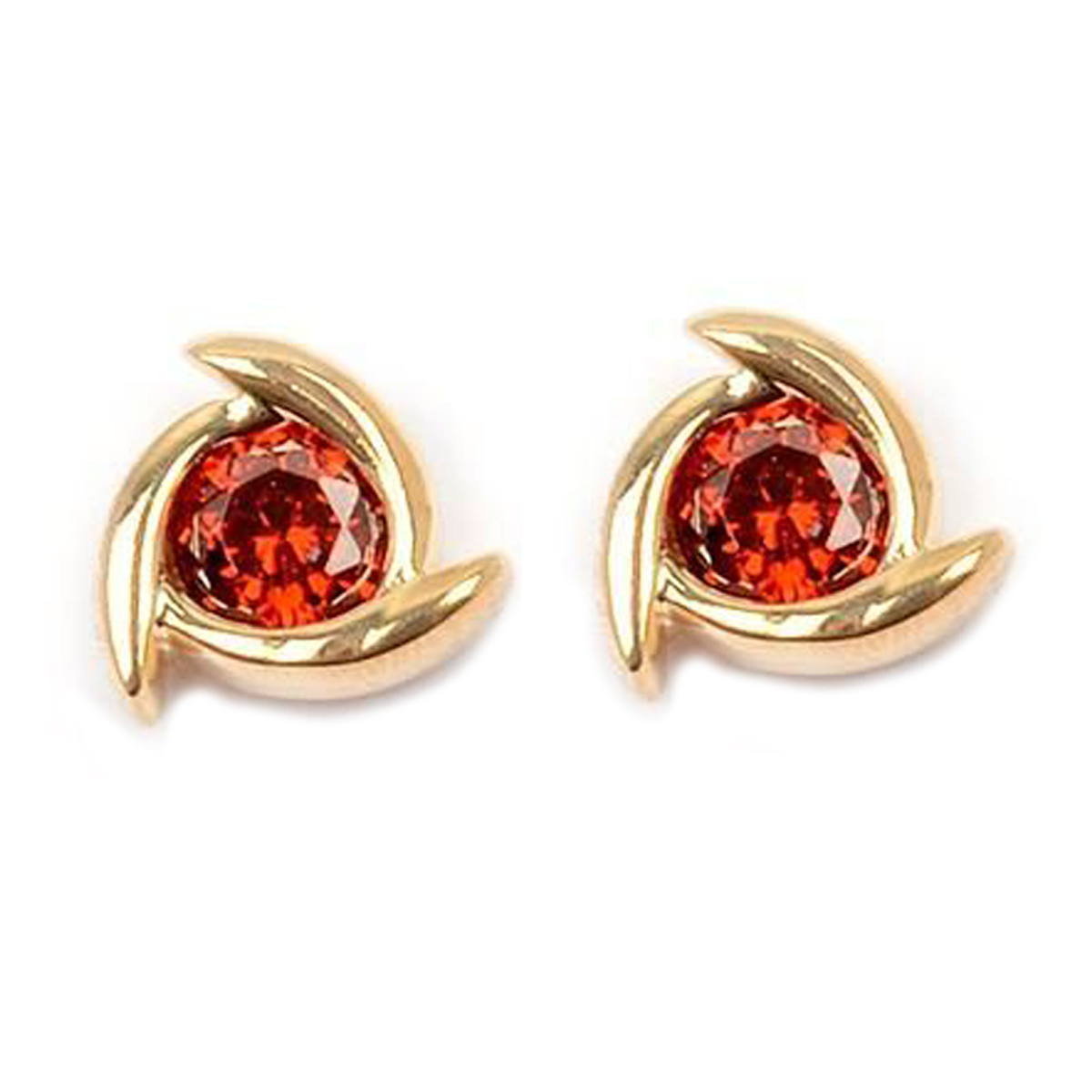 Boucles plaqué or \'Sissi\' rouge doré - 8 mm - [M8767]