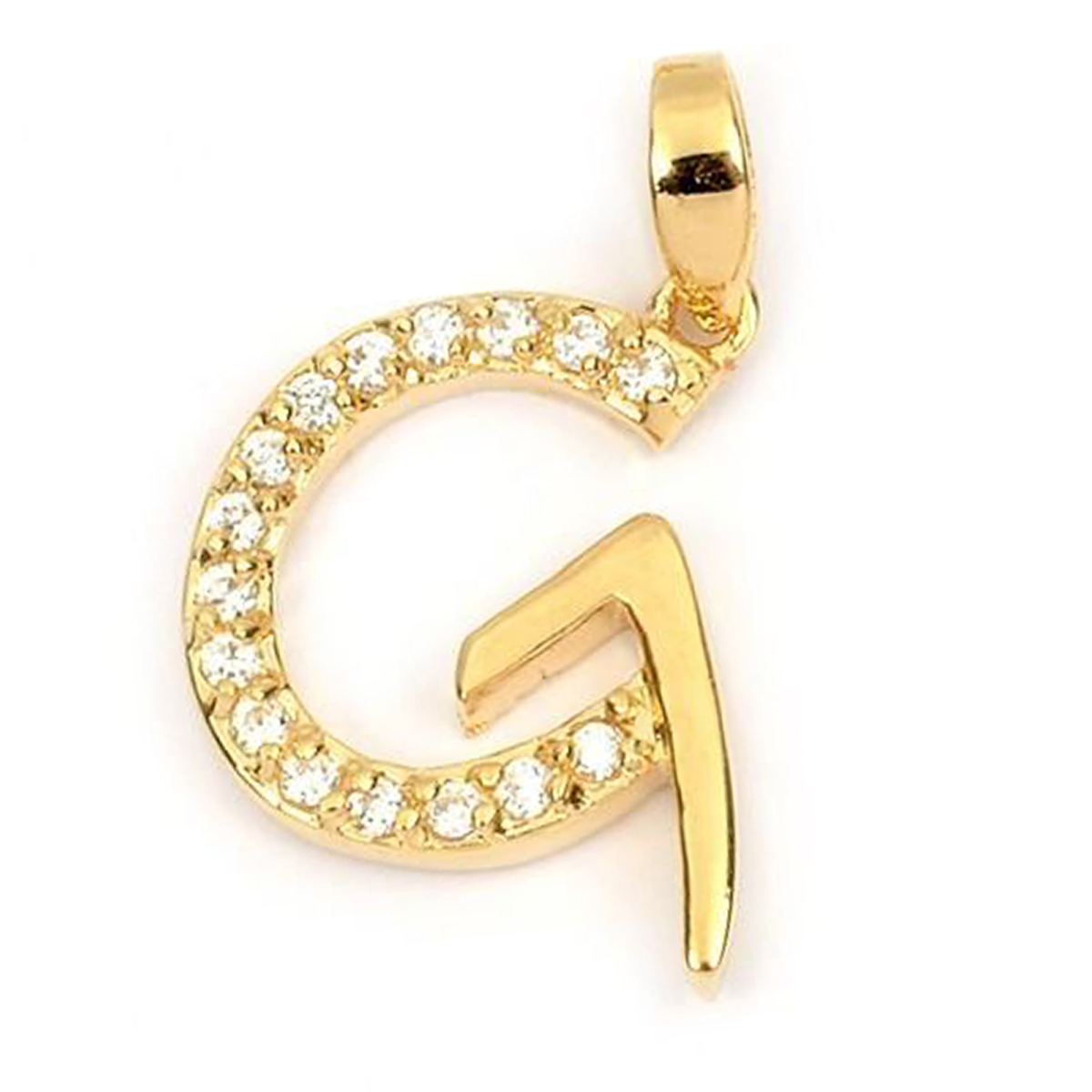Pendentif Plaqué Or \'Lettre G\' blanc doré - 21x10 mm - [M8784]