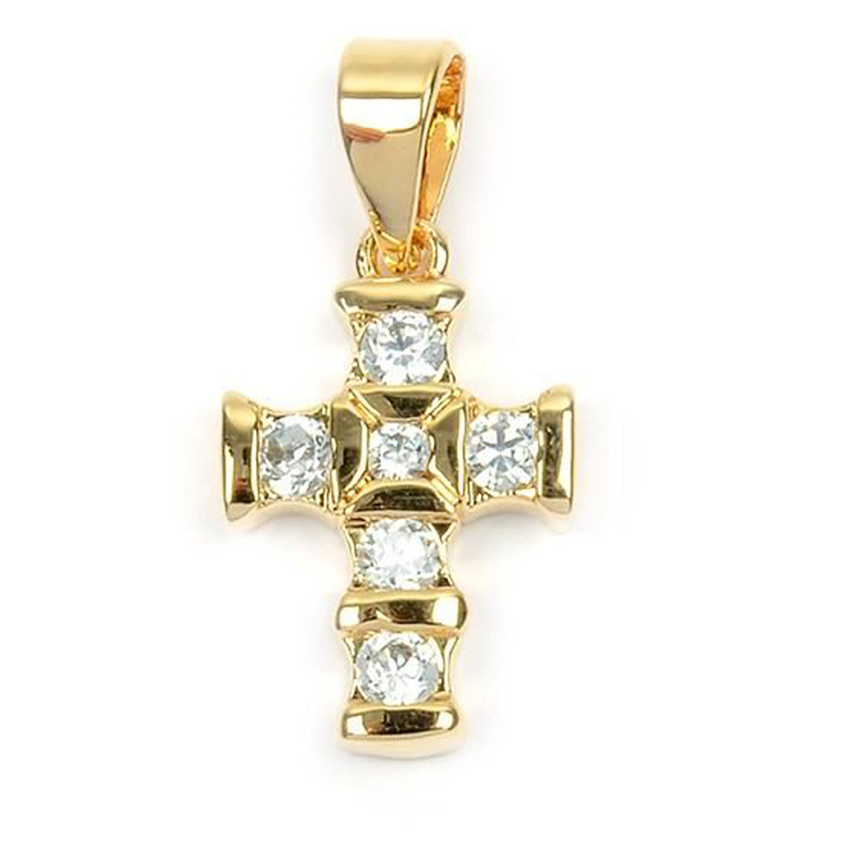 Pendentif Plaqué Or \'Croix\' blanc doré - 15x10 mm - [M8785]