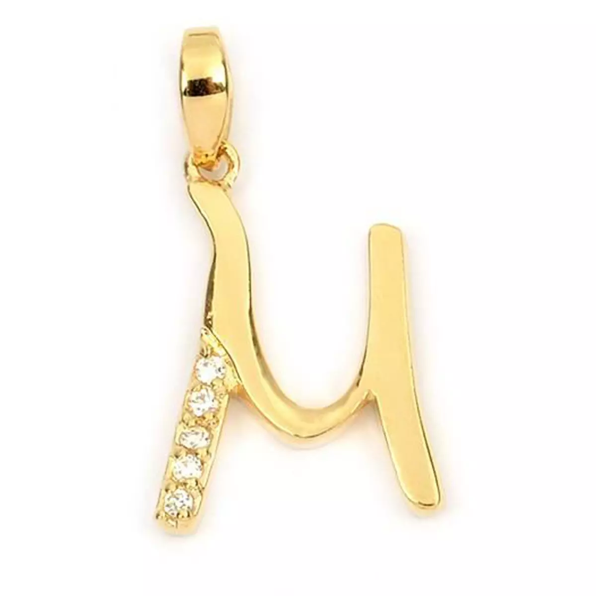 les trésors de lily Pendentif Plaqué Or 'Lettre M' blanc doré 21x10 mm [M8789]