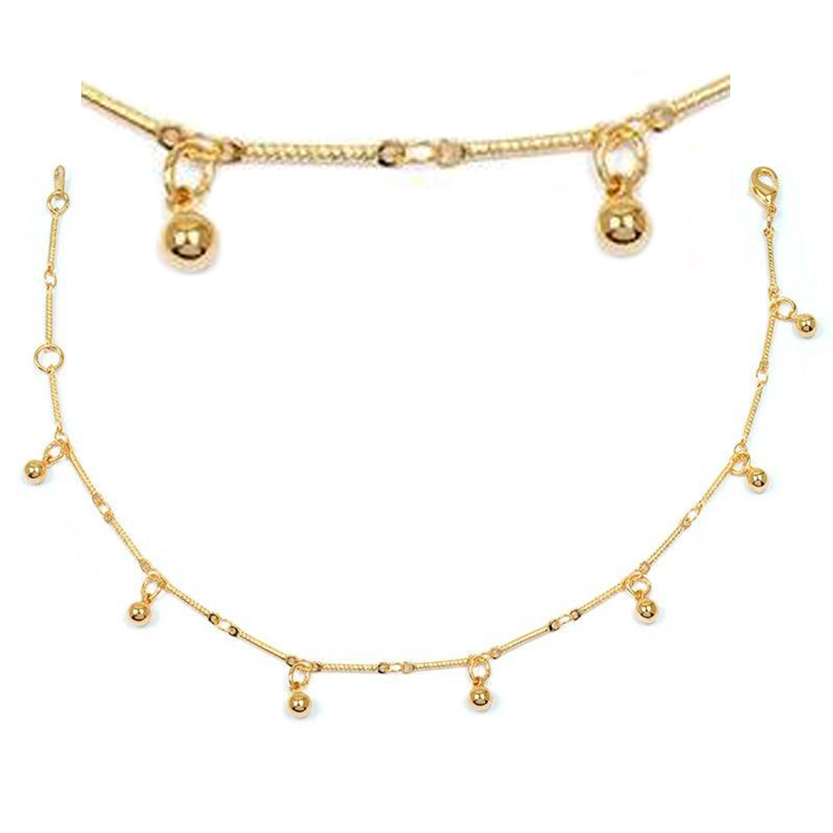 Chaîne Cheville \'Billes\' doré - 4 mm - [M8858]