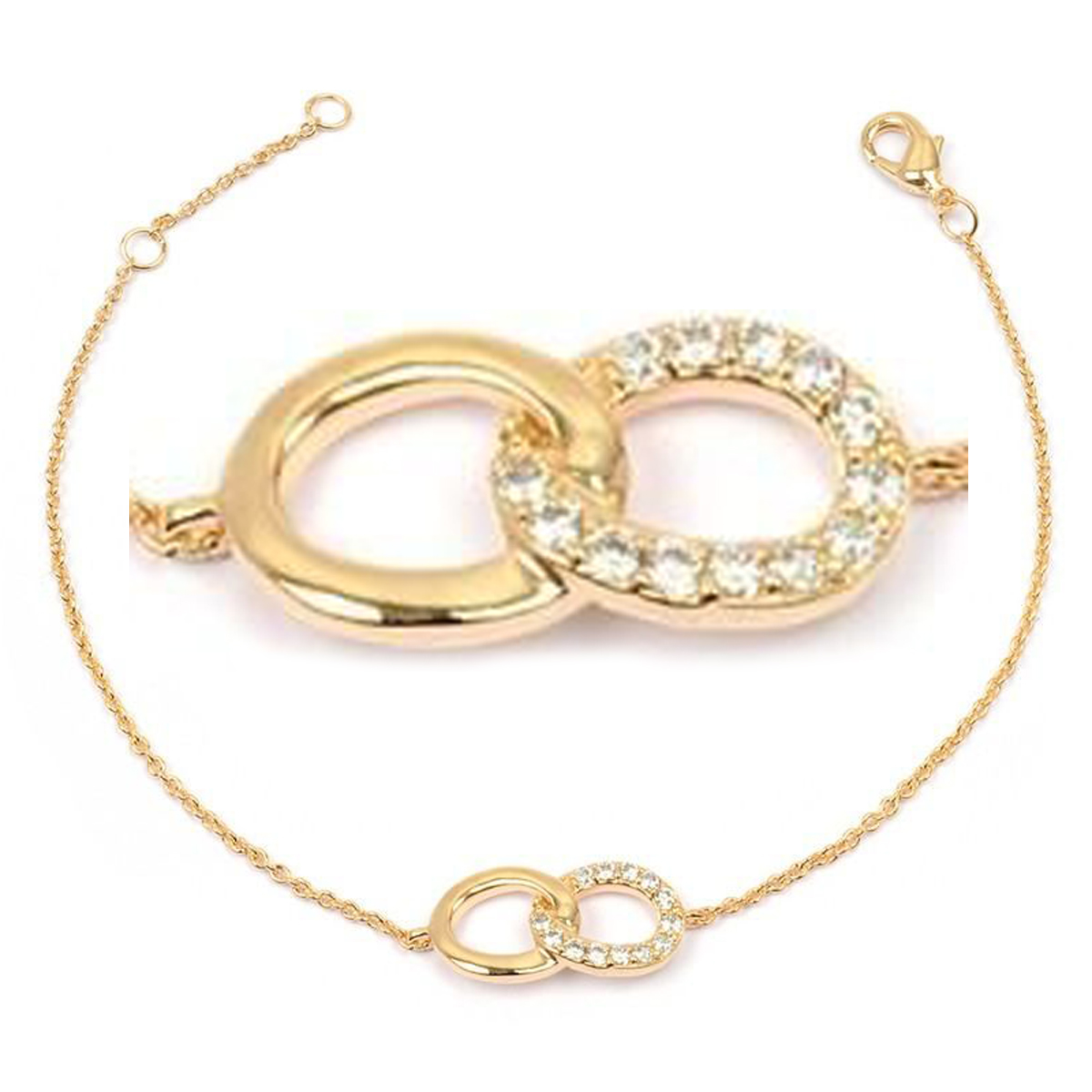 Bracelet Plaqué or \'Infini\' blanc doré - 18x8 mm - [M8877]