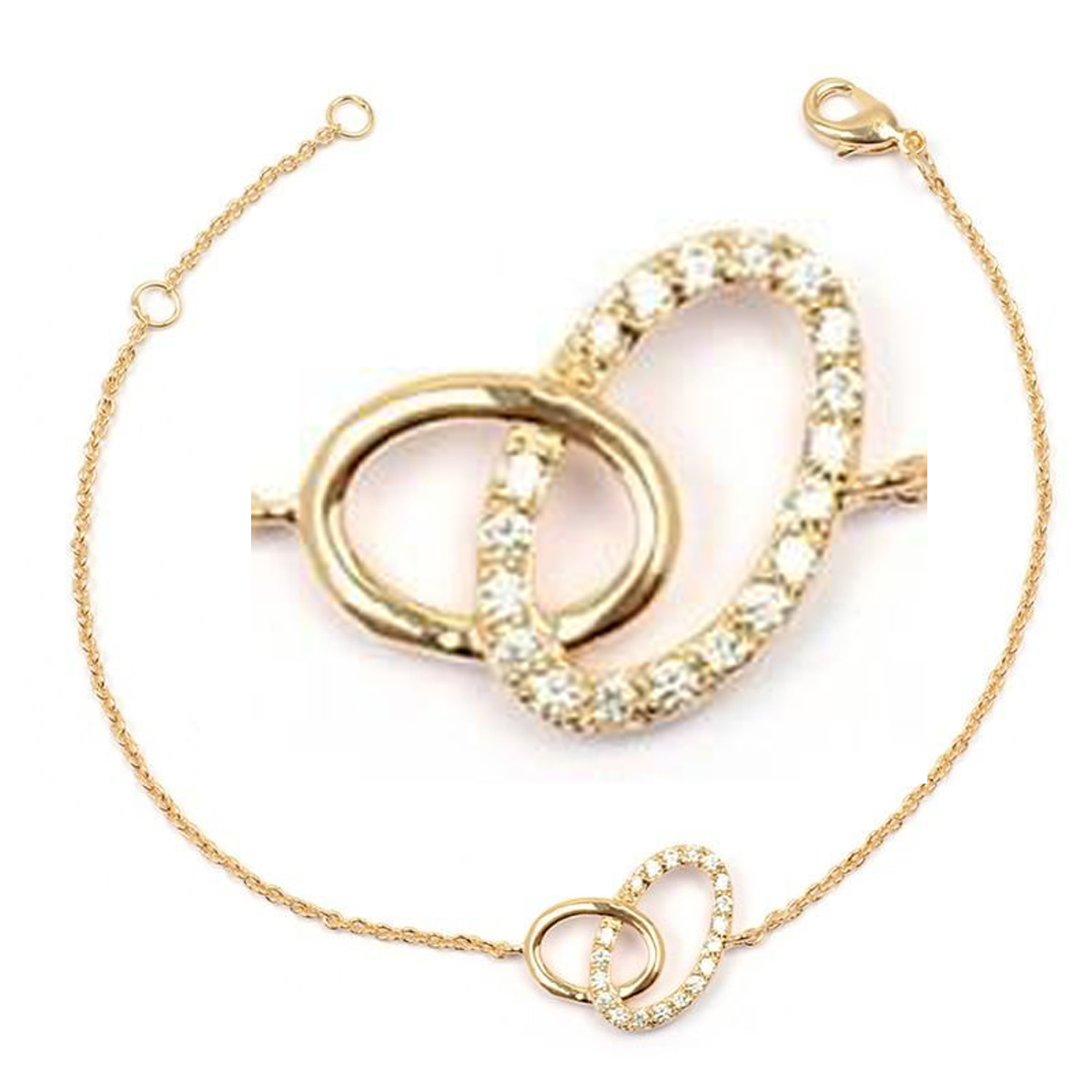 Bracelet Plaqué or \'Love\' blanc doré - 14x14 mm - [M8879]