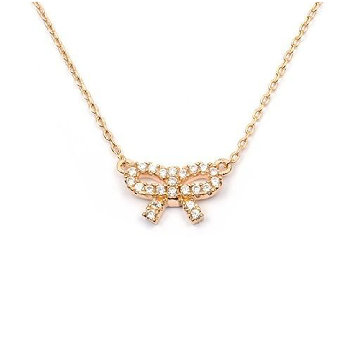 Collier Plaqué-Or \'Noeud Romantique\' blanc doré - 12x7 mm - [M8885]
