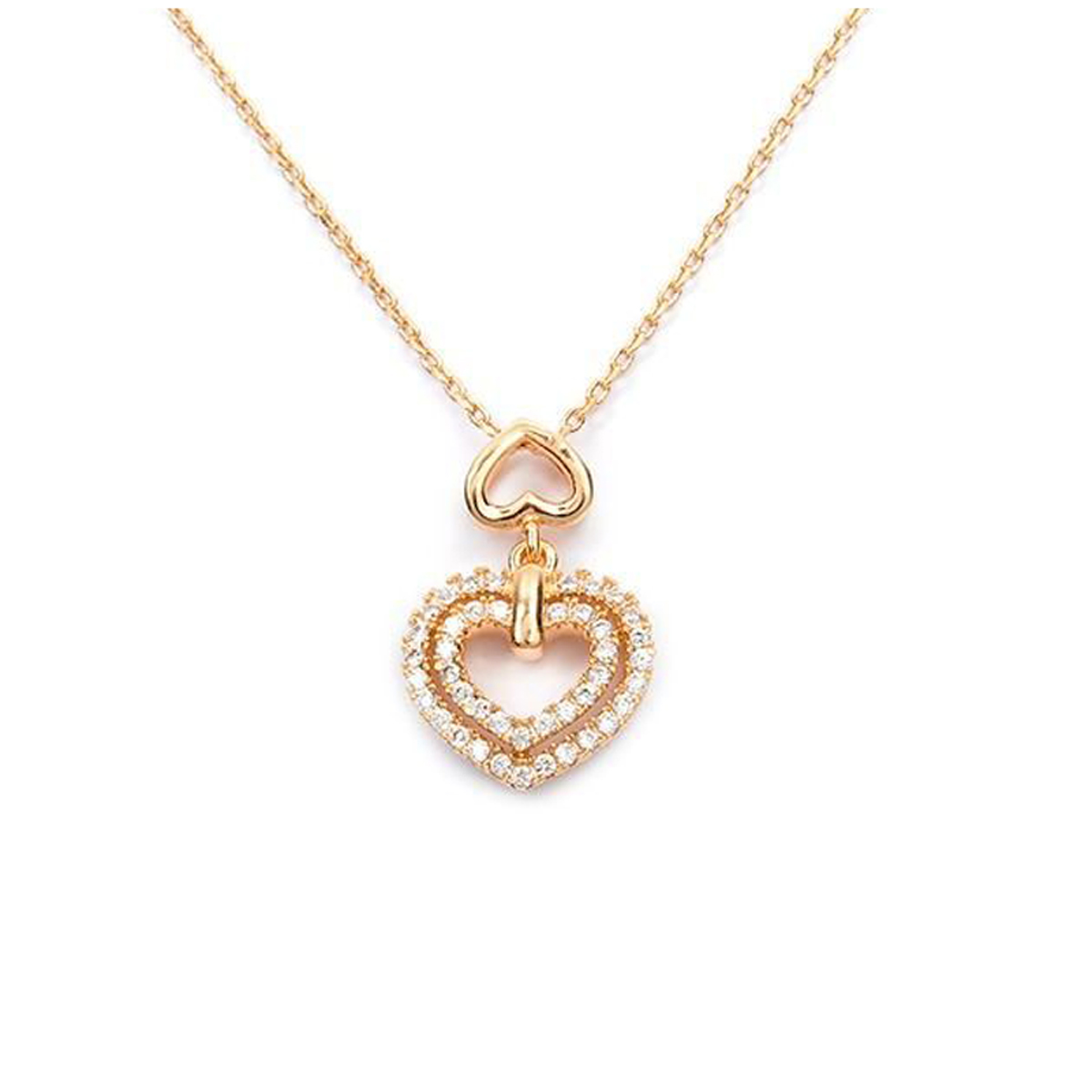 Collier Plaqué Or \'Love\' blanc doré - 19x12 mm - [M8902]