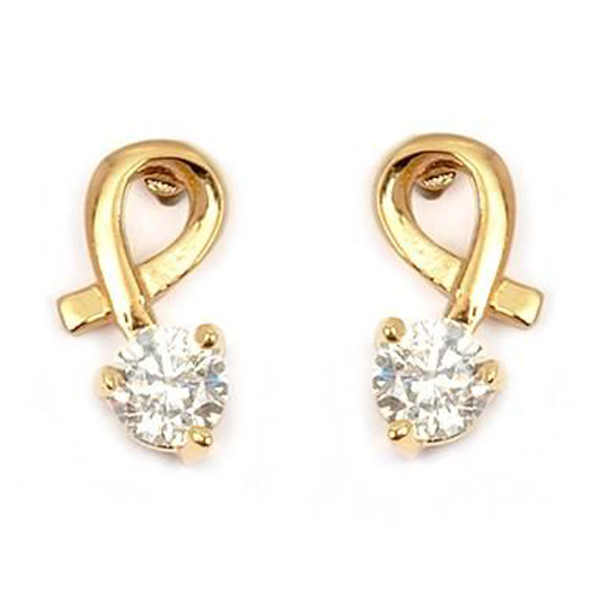 Boucles Plaqué Or \'Câlin\' Blanc doré - 10x5 mm - [M8906]