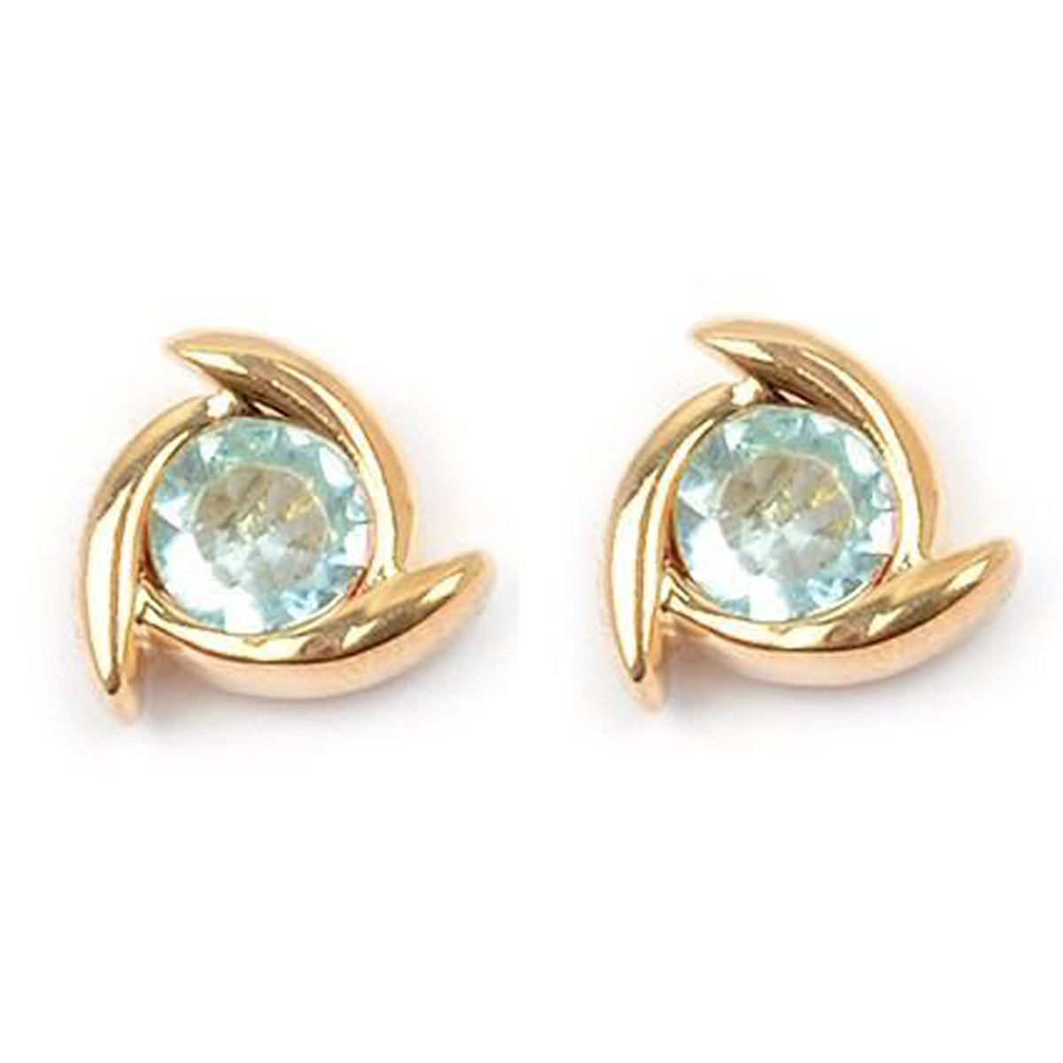 Boucles plaqué or \'Sissi\' topaze bleu - 8 mm - [M8920]