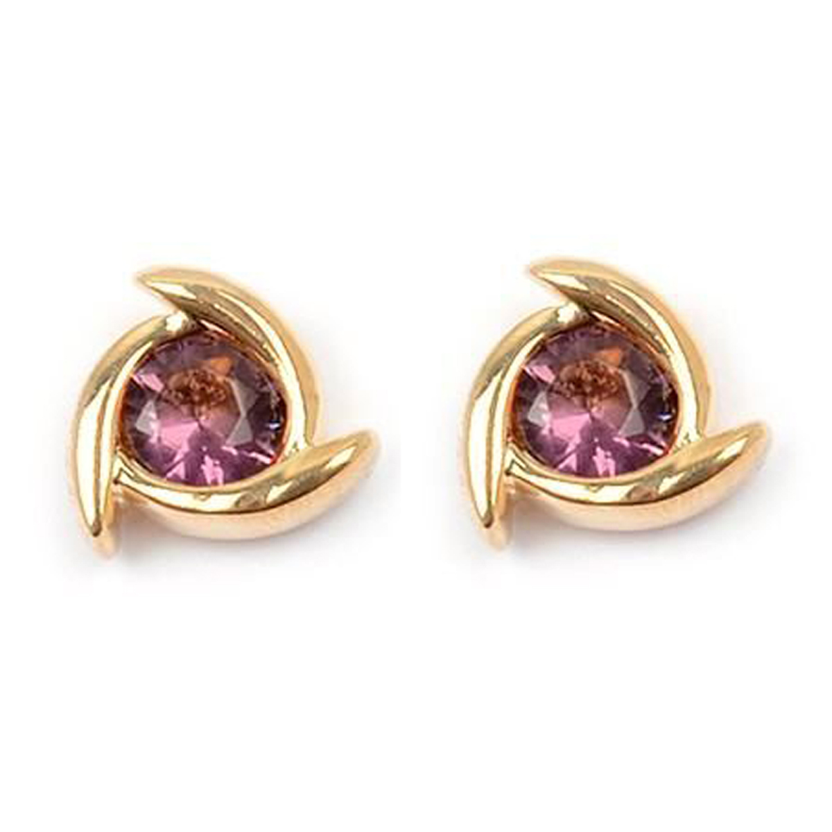 Boucles plaqué or \'Sissi\' améthyste doré - 8 mm - [M8921]