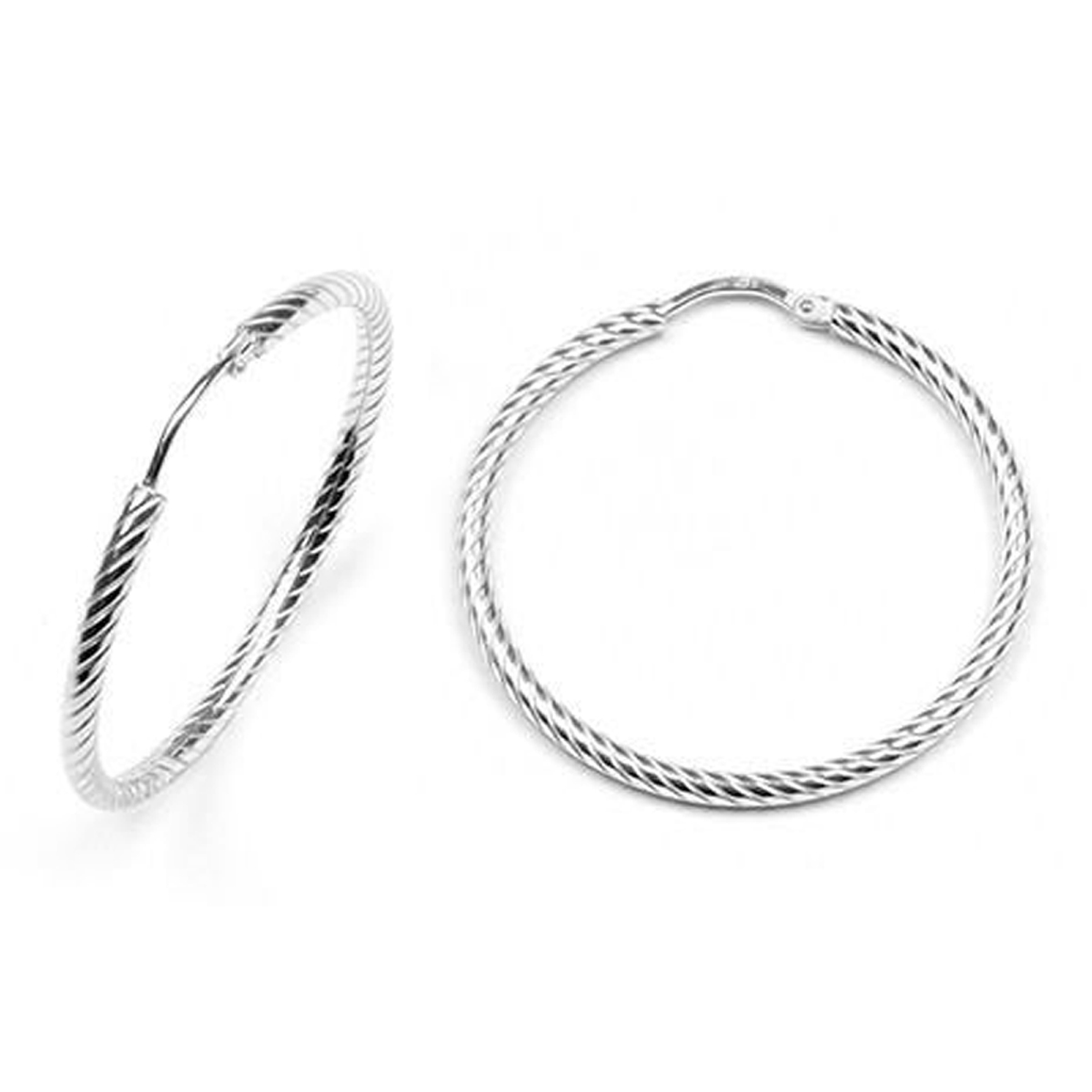 Créoles Argent \'Maille Omega\' argenté (rhodié) - 45 cm 2 mm - [M8928]
