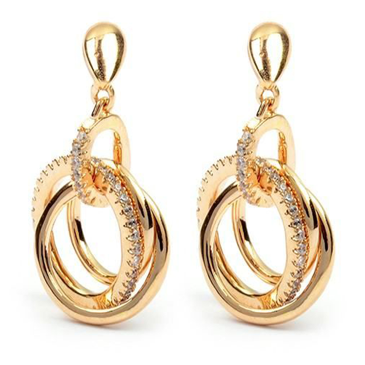 Boucles Plaqué Or \'Sissi\' blanc doré - 26x15 mm - [M8938]