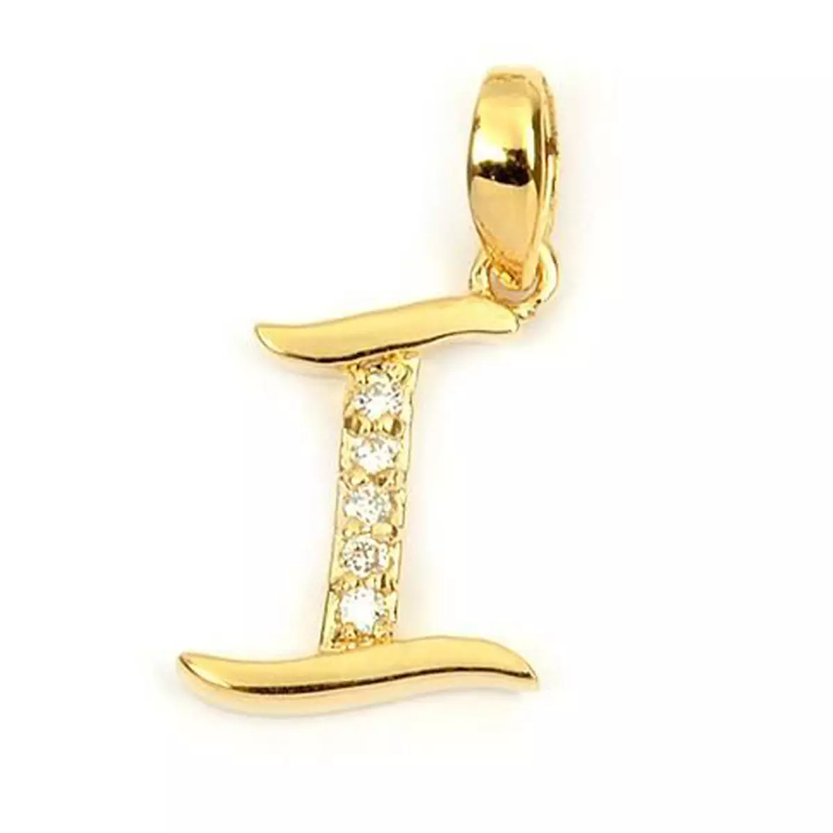 les trésors de lily Pendentif Plaqué Or 'Lettre I' blanc doré 21x10 mm [M8950]
