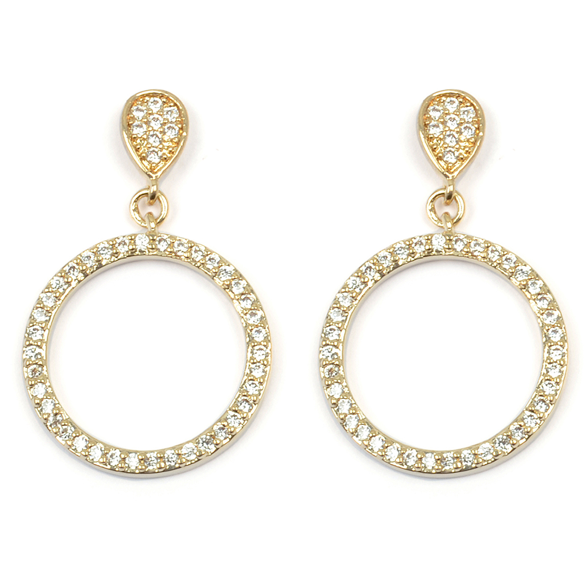 Boucles Plaqué Or \'Sissi\' blanc doré - 24x15 mm - [M8955]