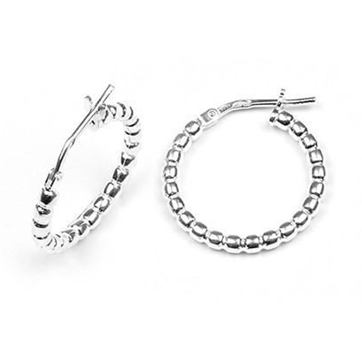 Créoles Argent \'Billes\' argenté - 25x2 mm - [M8982]
