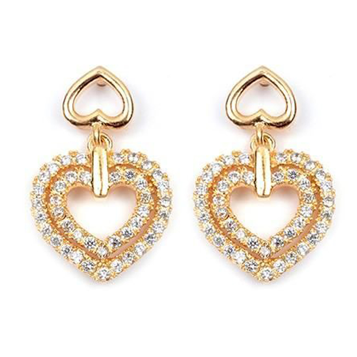Boucles Plaqué Or \'Love\' blanc doré - 18x11 mm - [M9475]