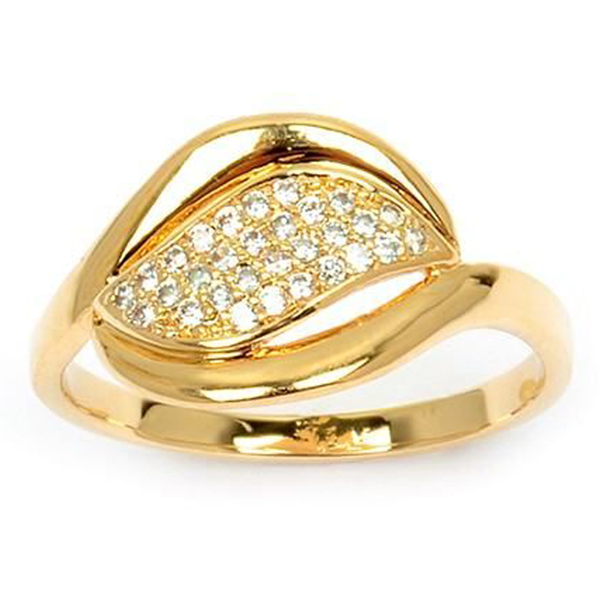 Bague Plaqué Or \'Sissi\' blanc doré - 14x10 mm - [M9500]