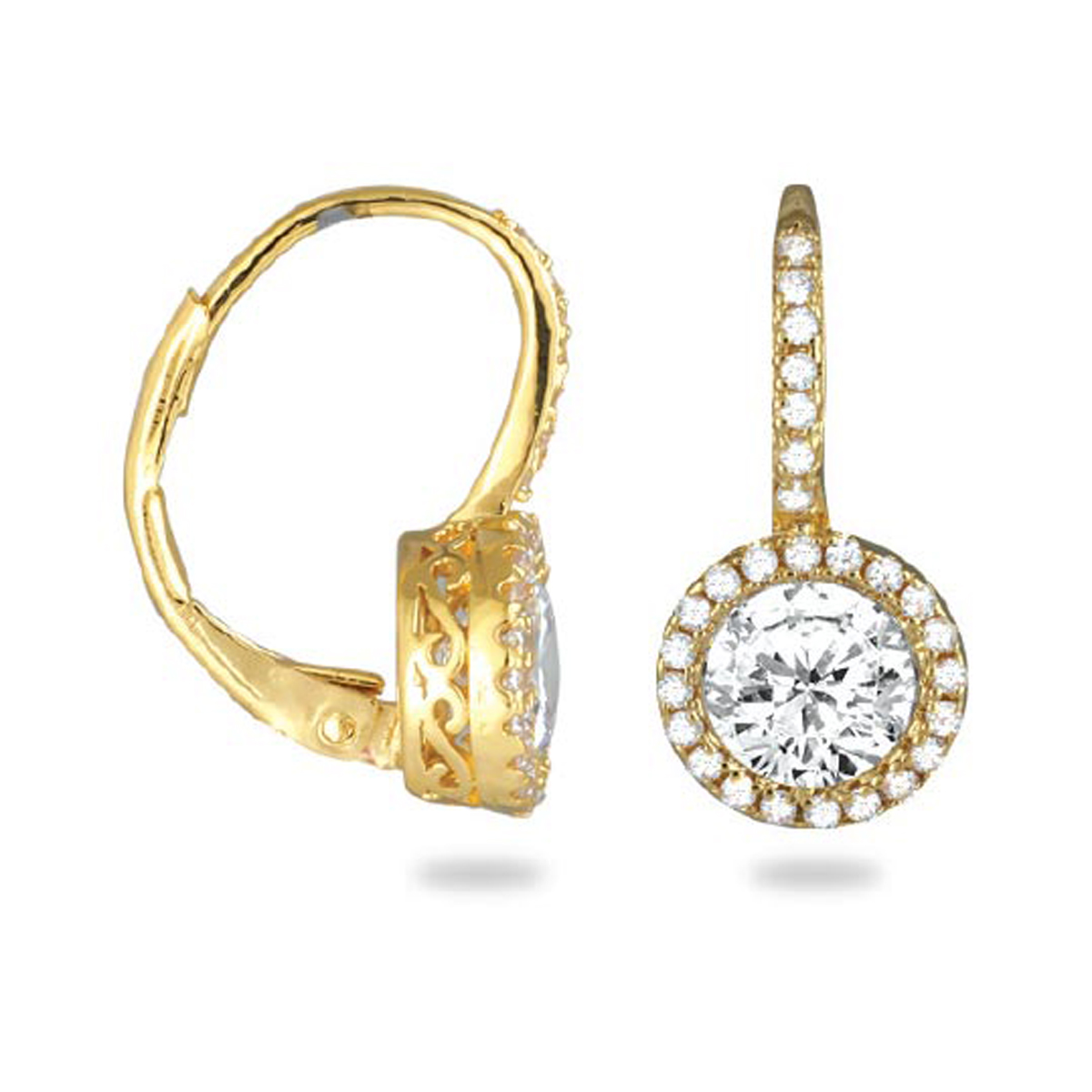 Dormeuses plaqué or \'Sissi\' blanc doré - 9 mm - [M9569]