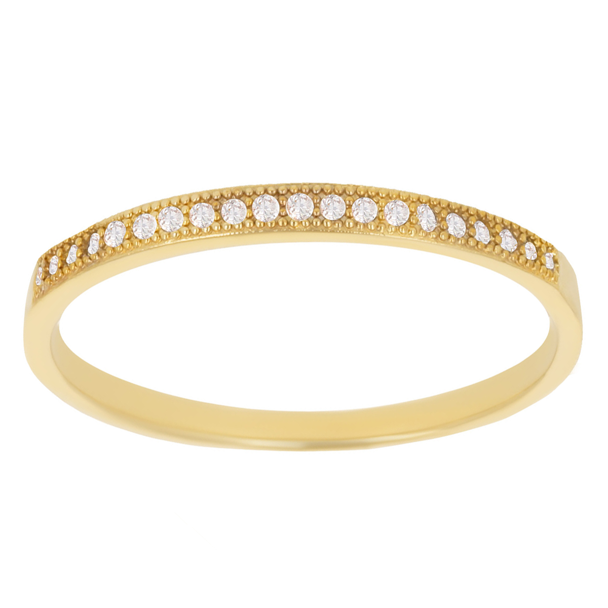 Bague Plaqué Or \'Pour la Vie\' blanc doré - 1 mm - [N1756]