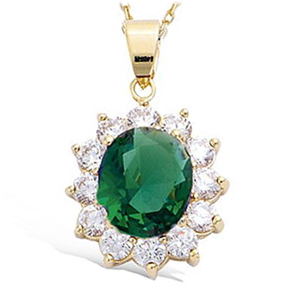 Pendentif Plaqué Or \'Victorina\' vert émeraude - 20x18 mm… - [P1945]