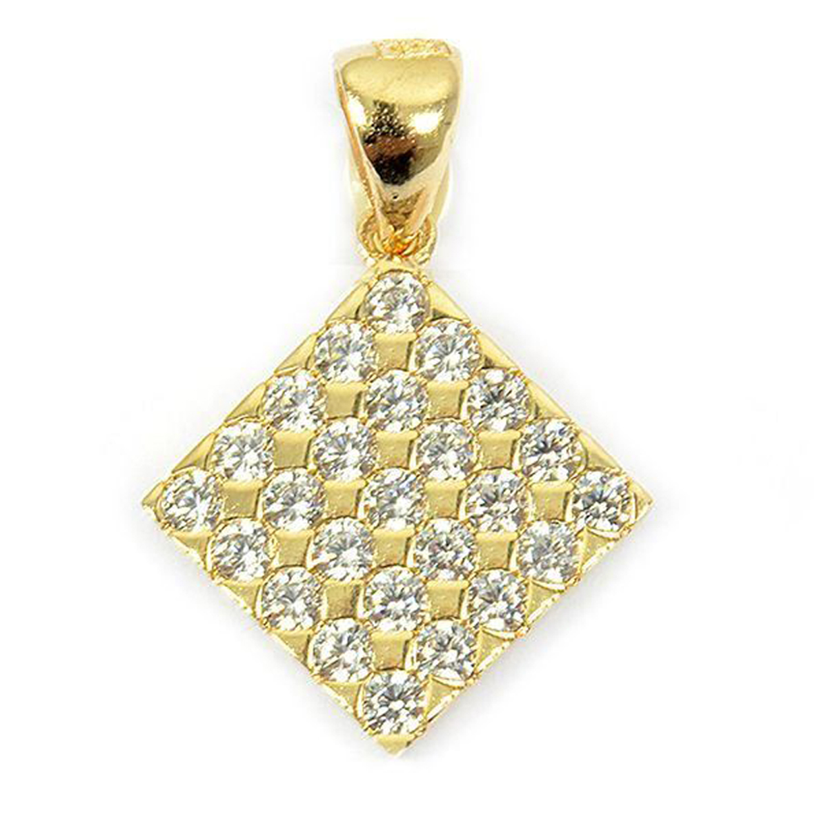 Pendentif plaqué or \'Sissi\' blanc doré - 13x13 mm - [P2308]