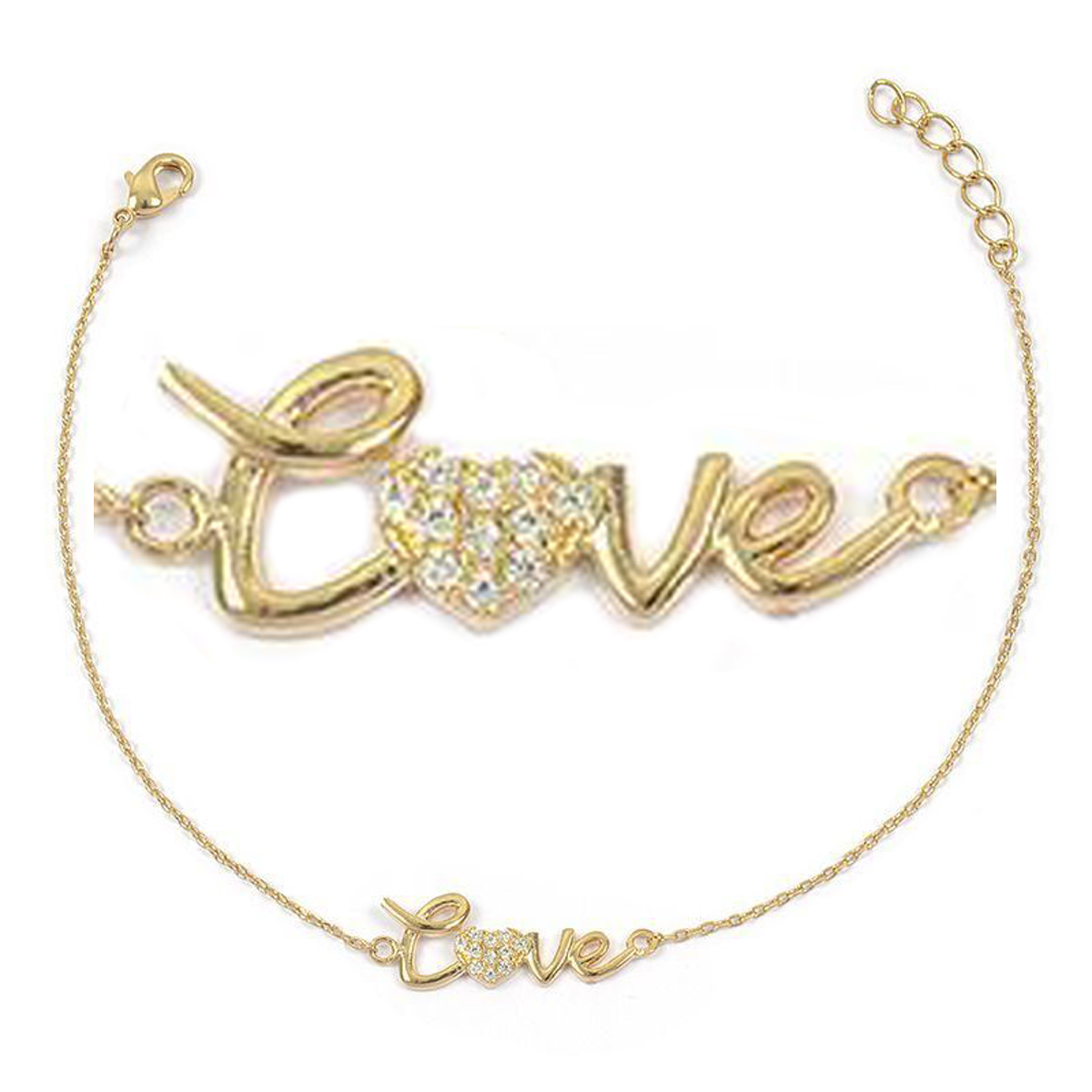 Bracelet Plaqué or \'Love\' blanc doré - 20x7 mm - [P2325]