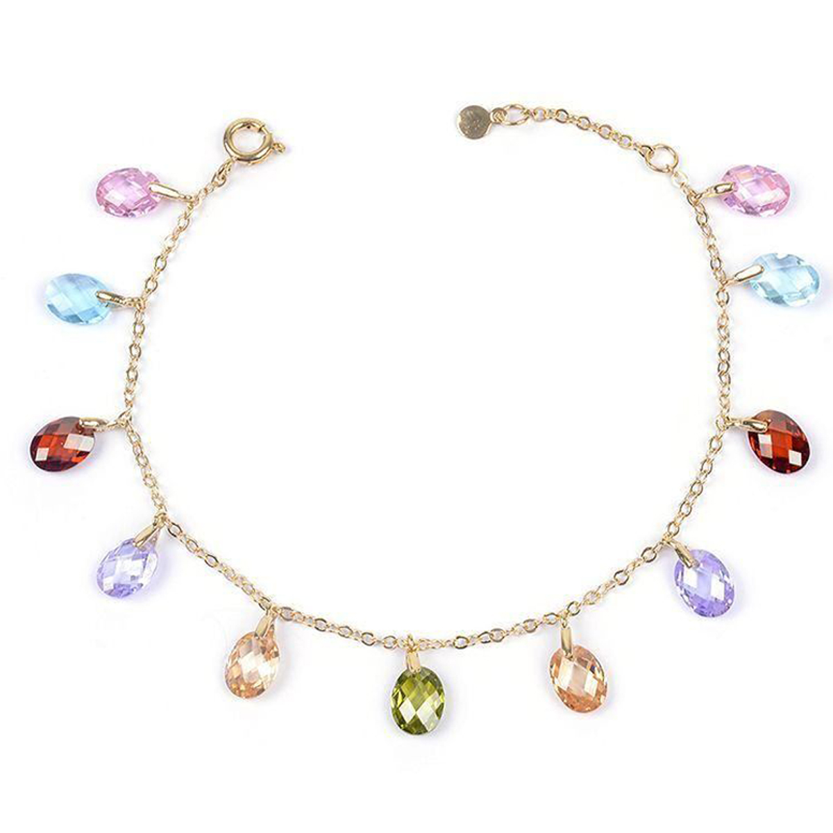 Bracelet Plaqué Or \'Linda\' doré multicolore - 6x7 mm - [P2329]