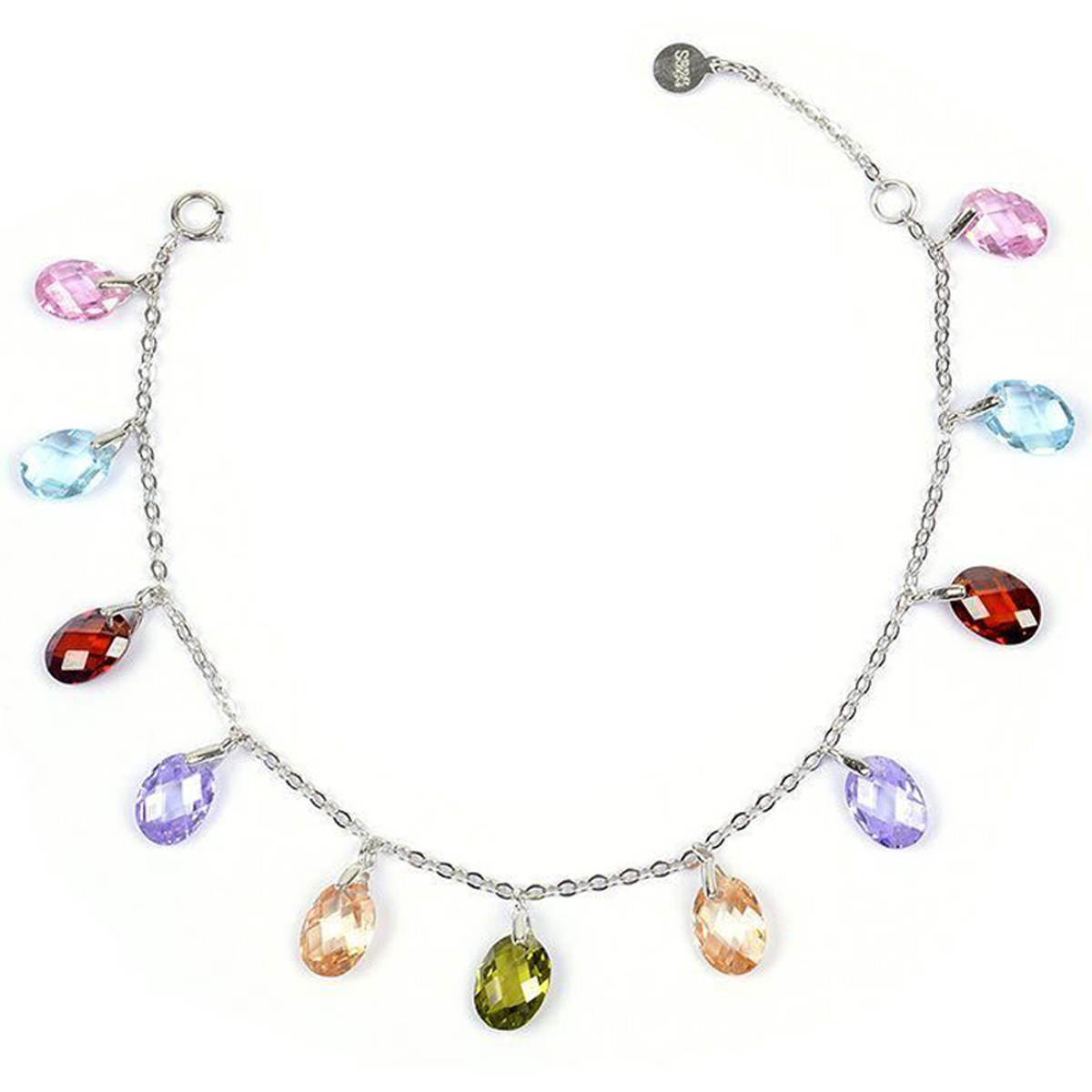 Bracelet Argent \'Linda\' multicolore (rhodié) - 6x7 mm - [P2331]