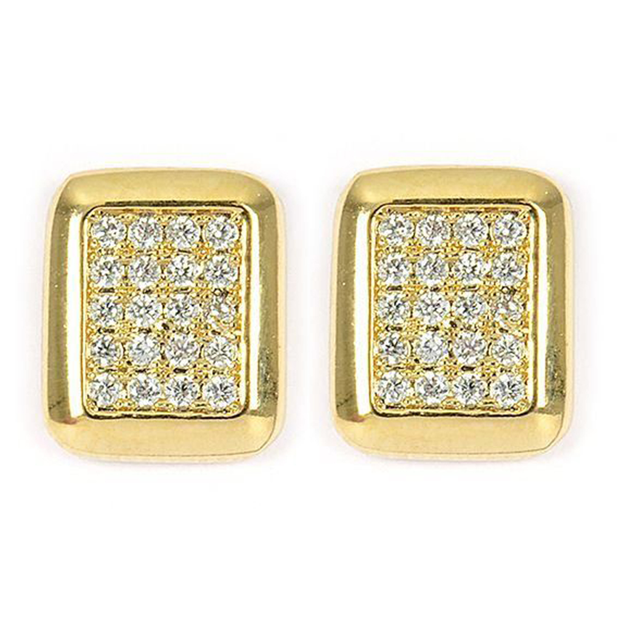 Boucles Plaqué Or \'Sissi\' blanc doré - 10x8 mm - [P2346]