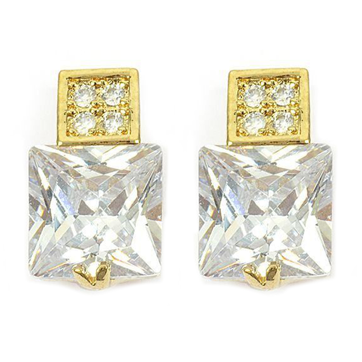 Boucles Plaqué Or \'Sissi\' blanc doré - 10x8 mm - [P2347]