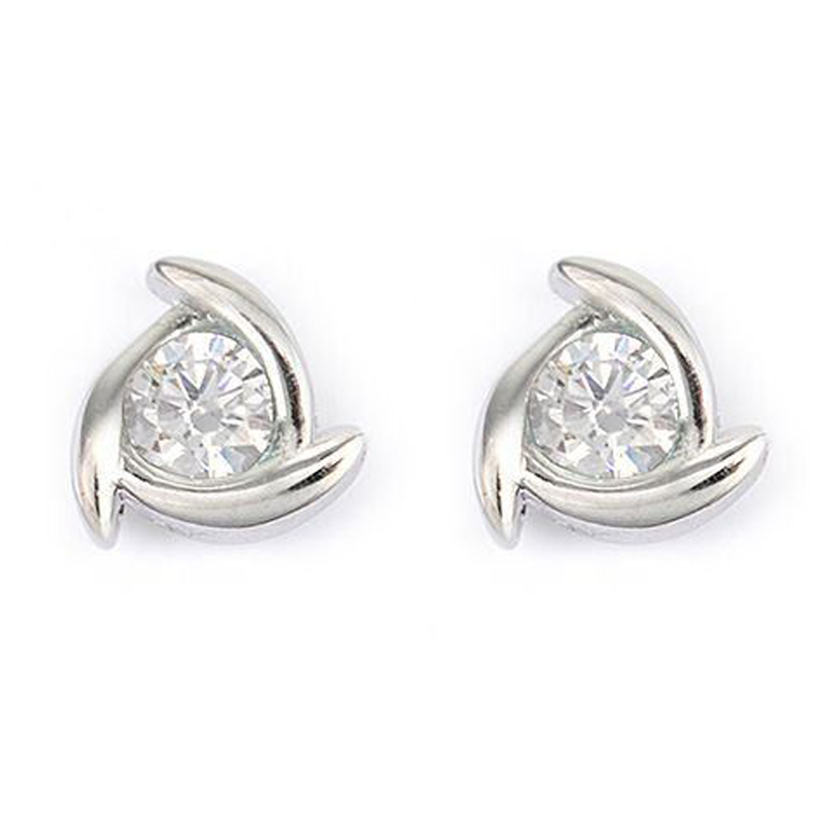 Boucles Argent \'Sissi\' blanc argenté (rhodié) - 7x7 mm - [P2411]