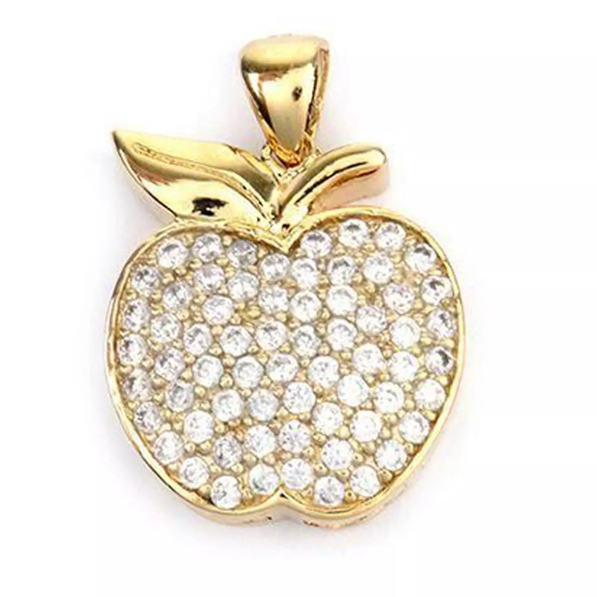 les trésors de lily Pendentif Plaqué Or 'Pomme d'Amour' blanc doré 17x15 mm [P2503]