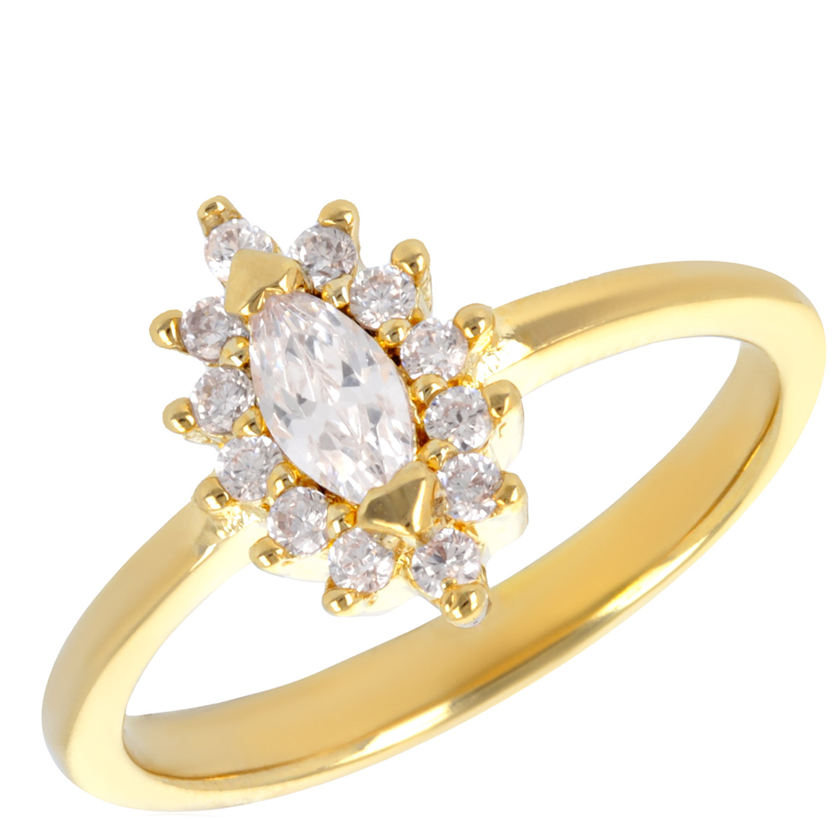 Bague Plaqué Or \'Victorina\' blanc doré - 11x7 mm - [Q2669]
