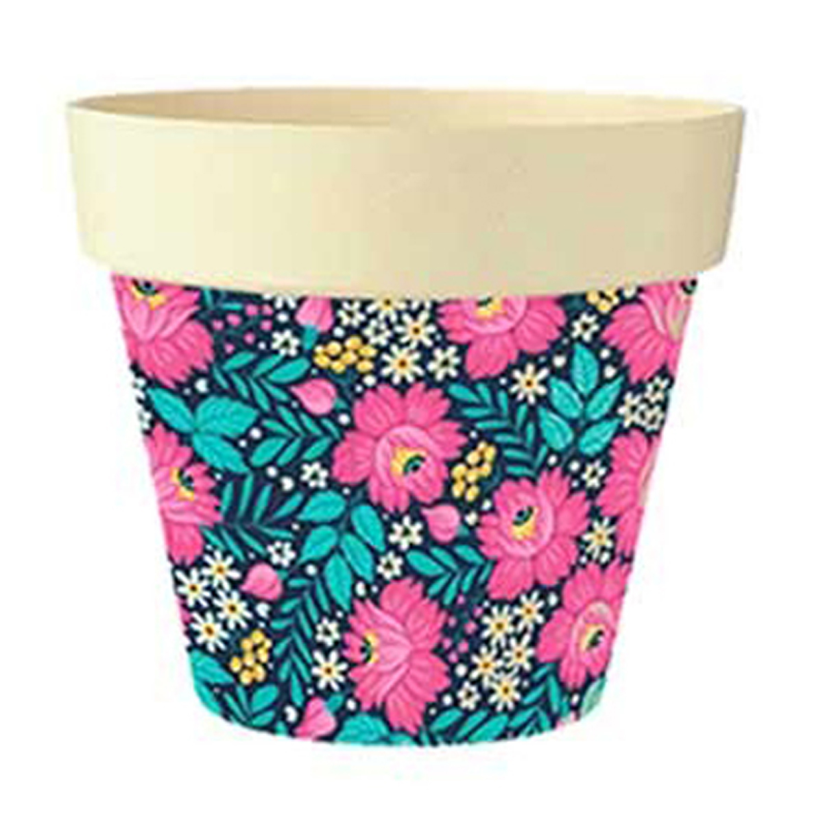 Cache-pot bambou \'Floral\' multicolore -  105x95 cm - [Q6425]