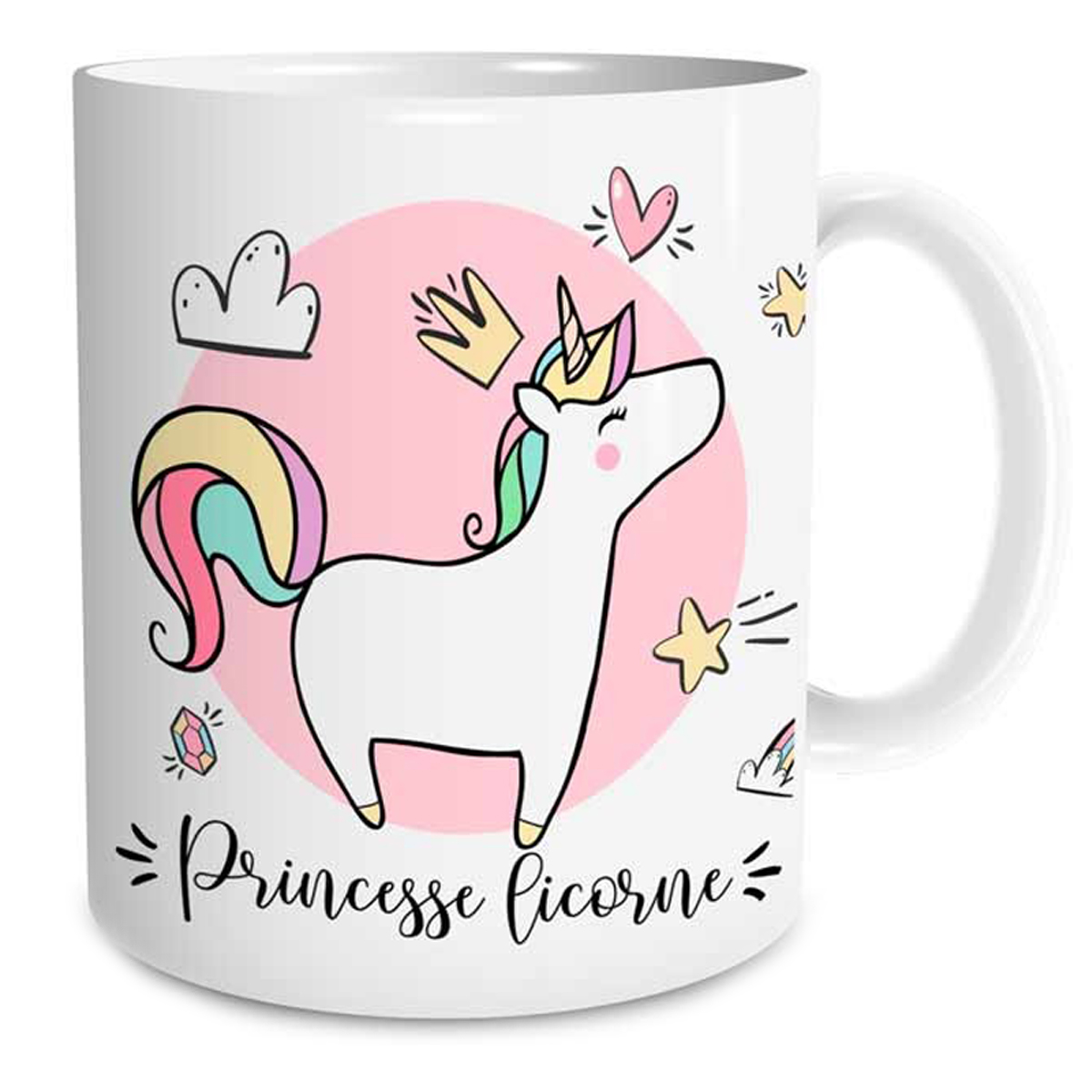 Mug céramique \'Licornes Mania\' (Princesse Licorne) - 95x80 mm - [Q6576]