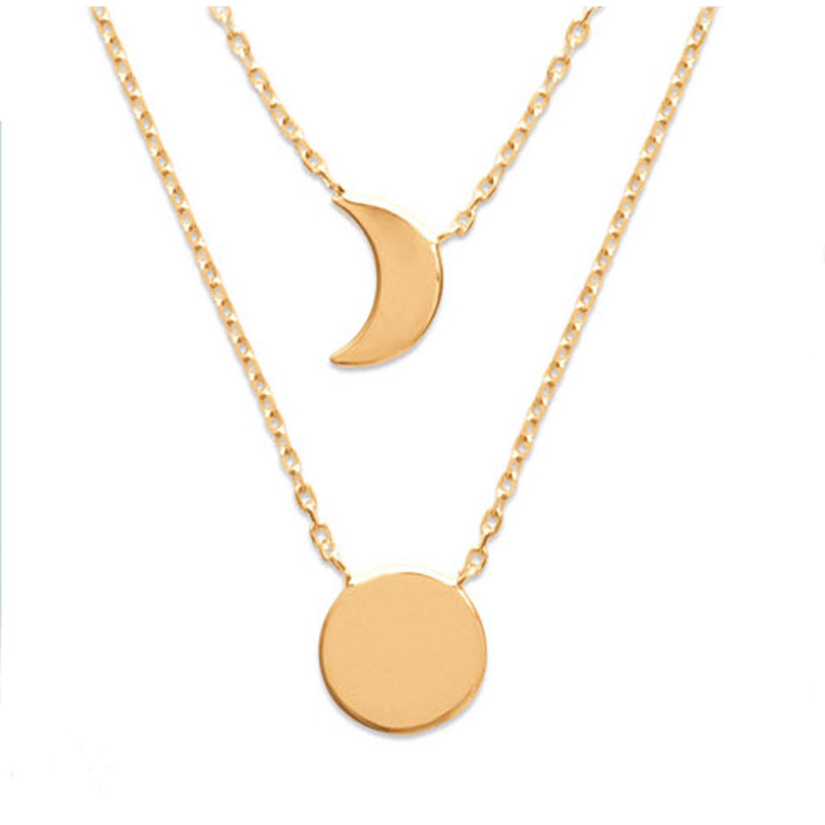 Collier Plaqué Or \'Soleil Lune\' doré - 40 et 44 cm - [Q8491]
