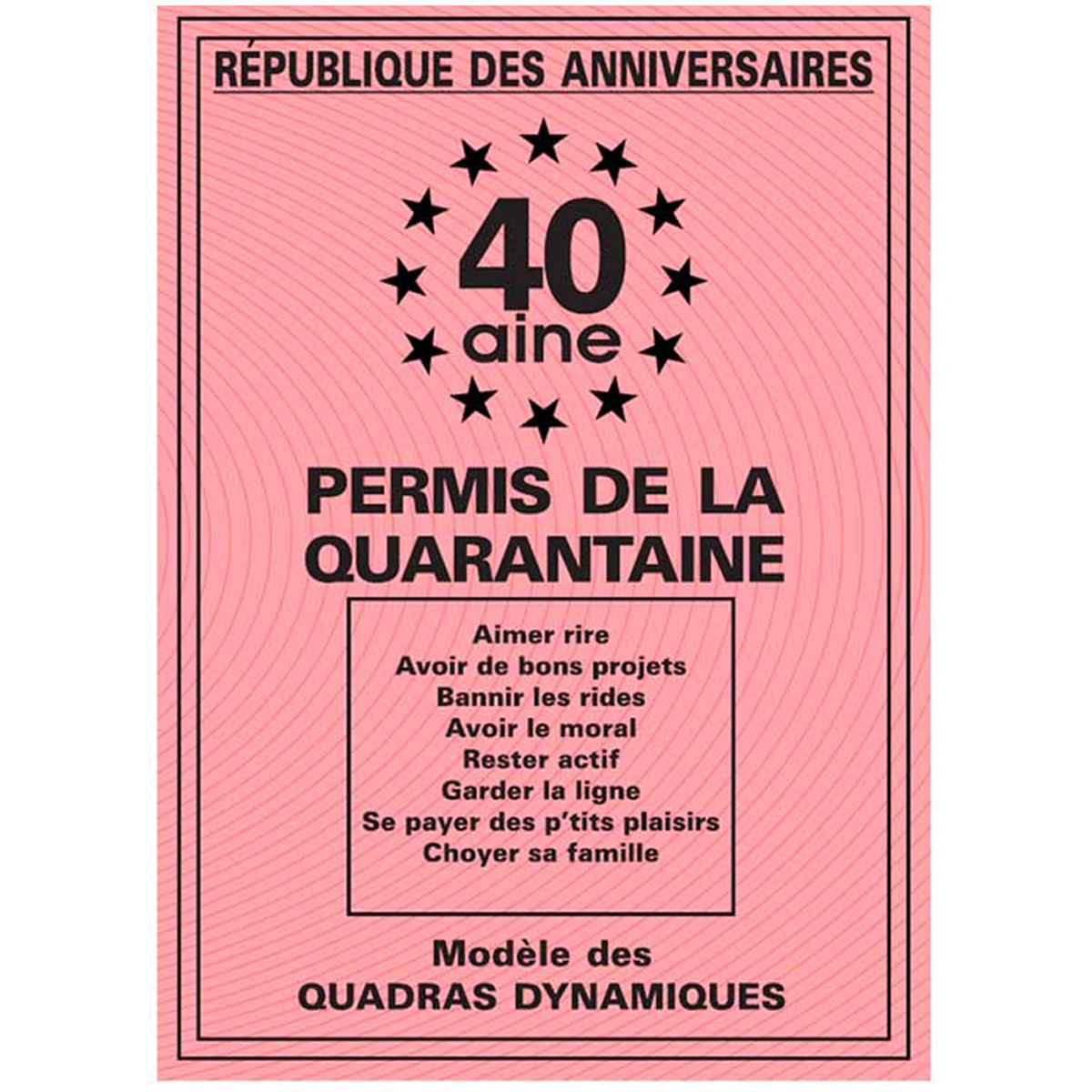 Carte Speciale Permis De La Quarantaine 40 Ans 5x145 Cm R2162