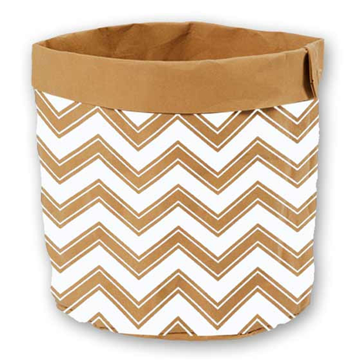 Cache-pot papier \'Boho\' marron blanc - 14x13  cm - [R2237]