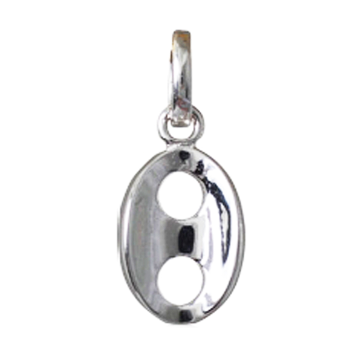Pendentif Argent \'Grain de Café\' argenté (rhodié) - 10x7 mm - [R3530]