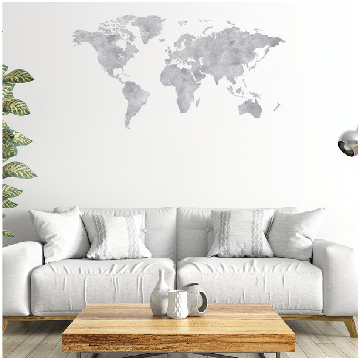 Planche de stickers \'Mappemonde\' gris - 50x70 cm - [R4065]