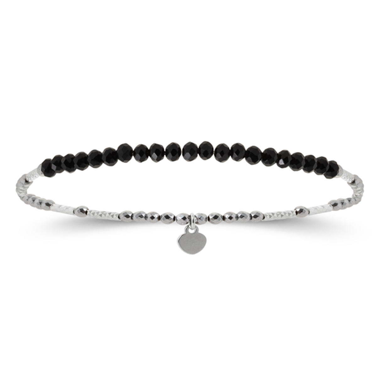 Bracelet argent \'Mineralia\' noir argenté (rhodié) - 16 cm, 50x2 mm - [R4092]