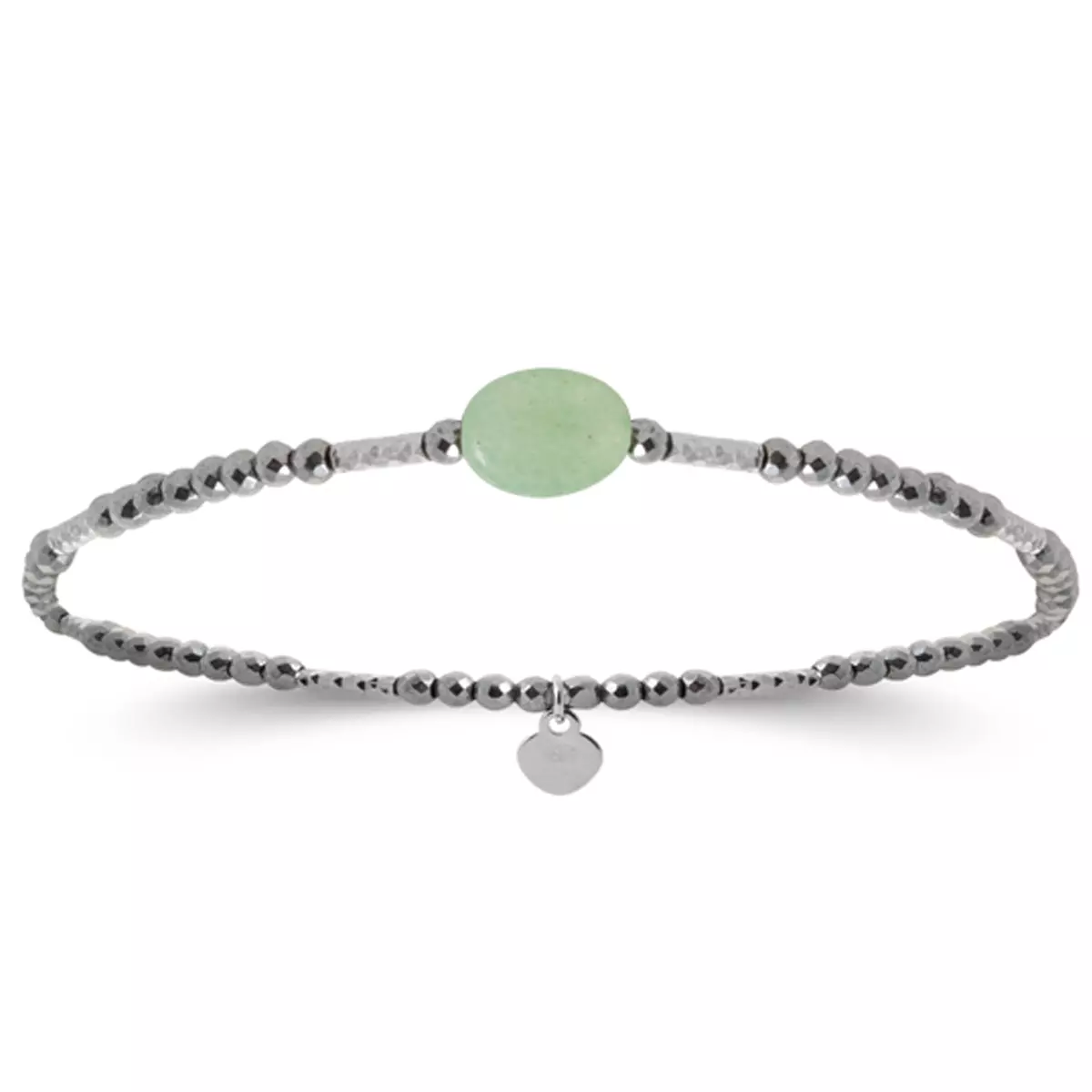 les trésors de lily Bracelet argent 'Mineralia' quartzite gris argenté (rhodié) 16 cm 8x6 mm [R4093]
