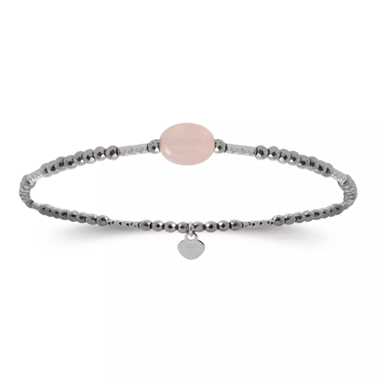 les trésors de lily Bracelet argent 'Mineralia' quartz rose gris argenté (rhodié) 16 cm 8x6 mm [R4095]