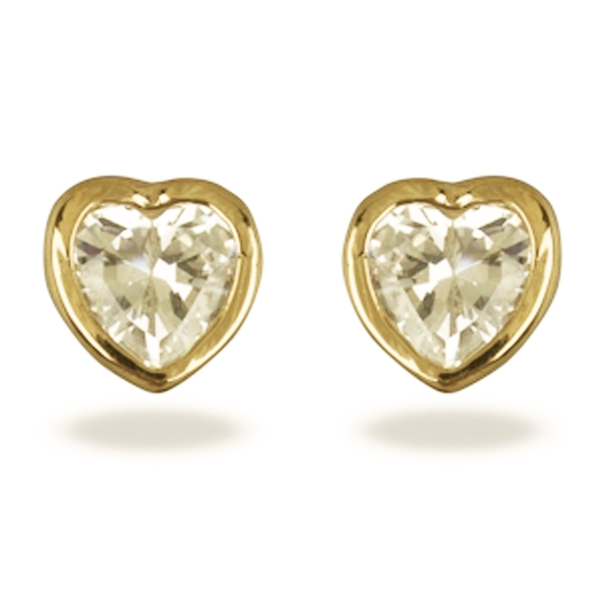 Boucles Plaqué Or \'Coeur Essentiel\' Blanc doré - 5x5 mm - [R4127]