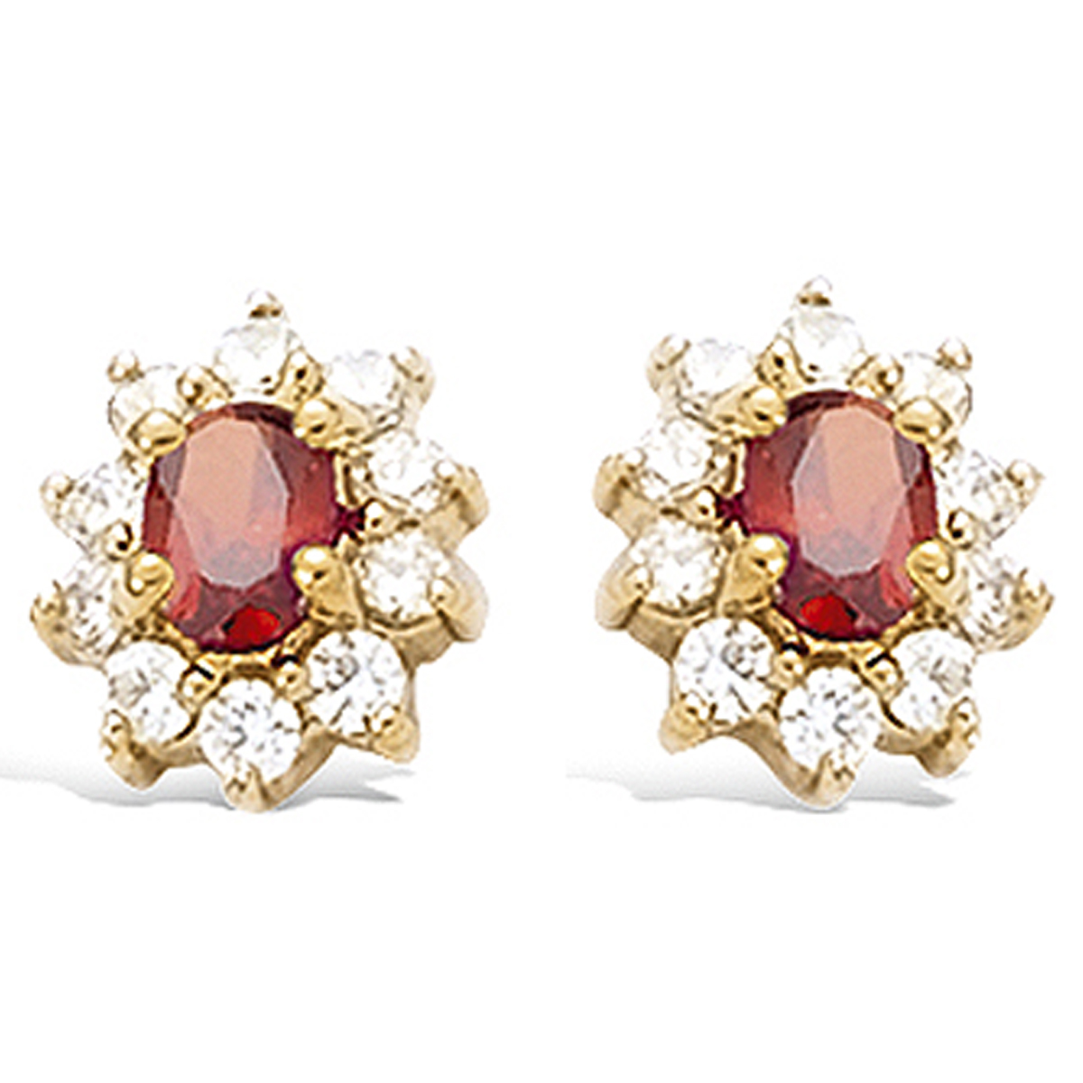 Boucles plaqué or \'Victorina\' rouge blanc doré - 10x8 mm - [R4166]