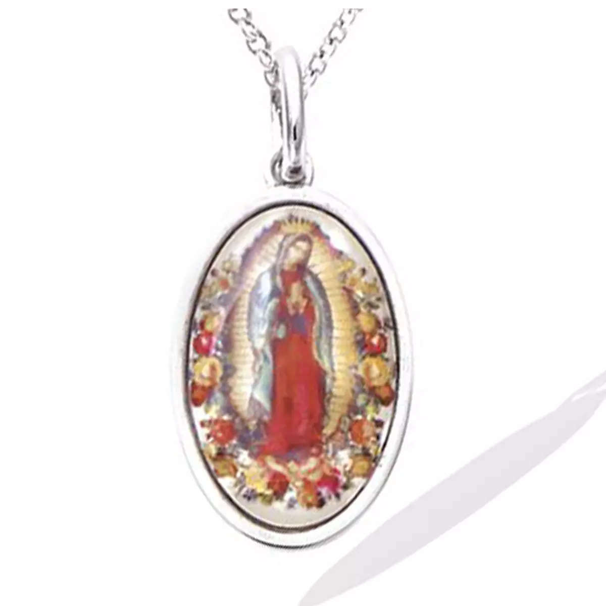les trésors de lily Pendentif argent 'Vierge Marie' multicolore argenté (rhodié) 18x12 mm [R4186]