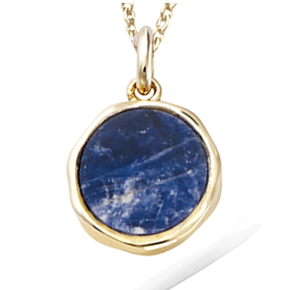 Pendentif Plaqué Or \'Cléopatra\' bleu doré (sodalite) - 11 mm - [R4192]