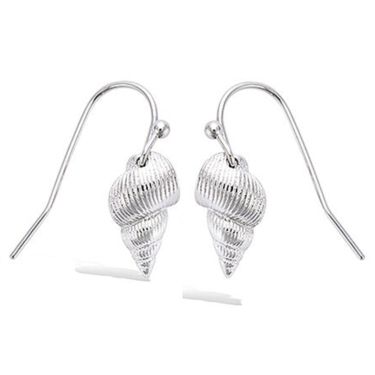 Boucles argent \'Coquillage\' argenté (rhodié) - 13x7 mm - [R4199]